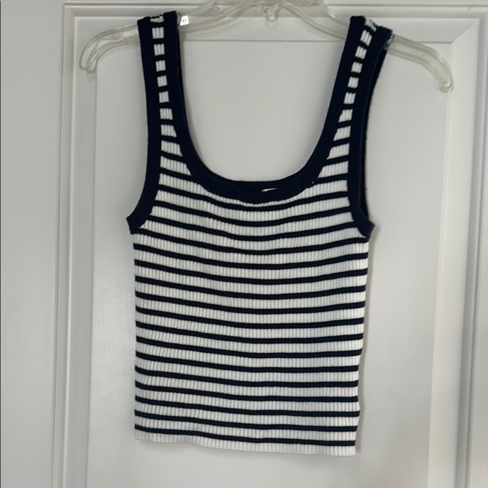 Striped Navy and White Women's Tank Top